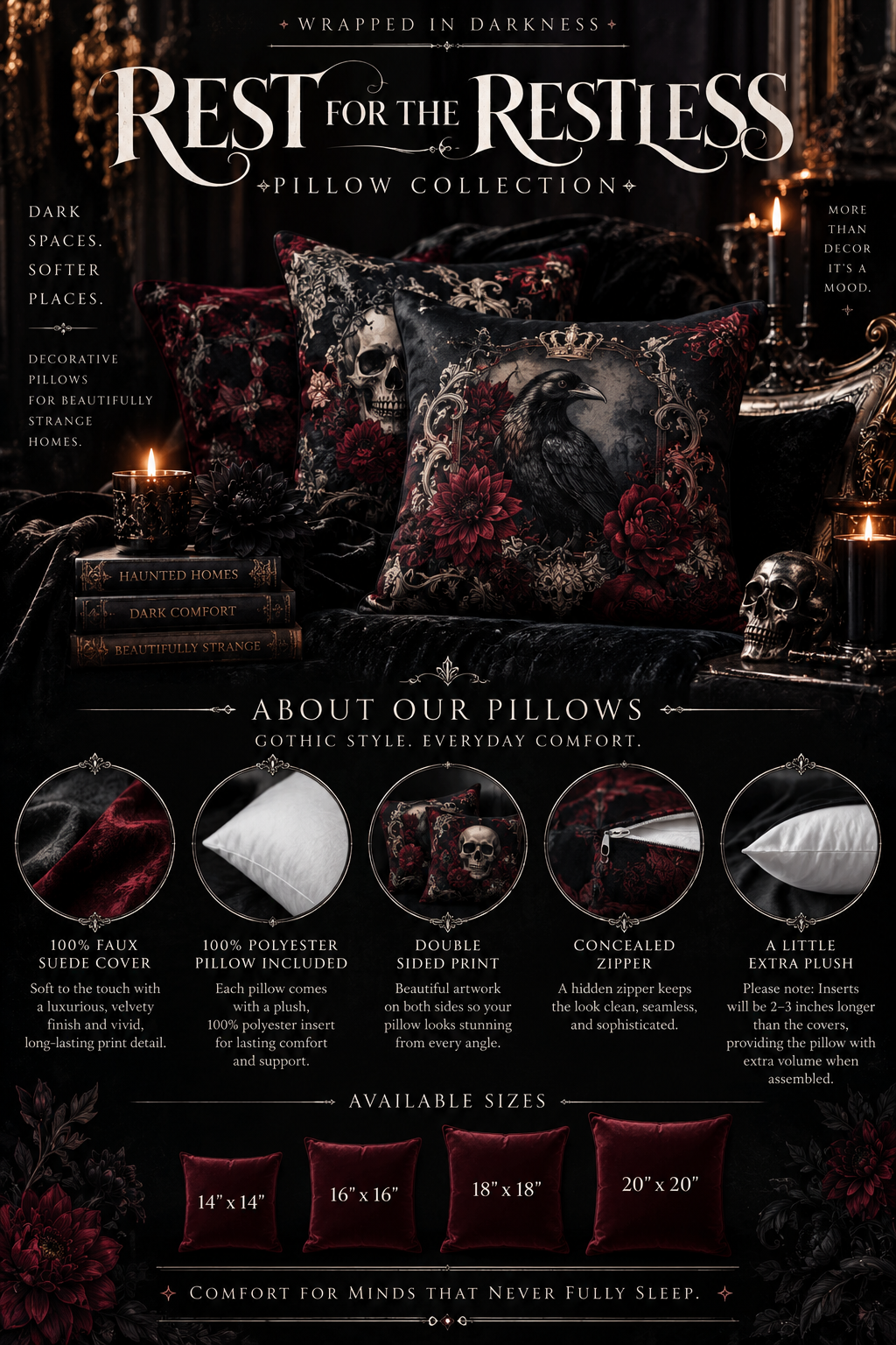 The Scarlet Stocking | Gothic Decorative Pillow