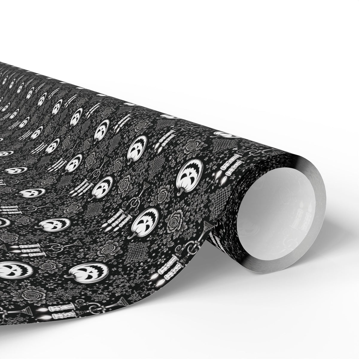 Black White Pumpkin Elegant Lace Halloween Wrapping Paper