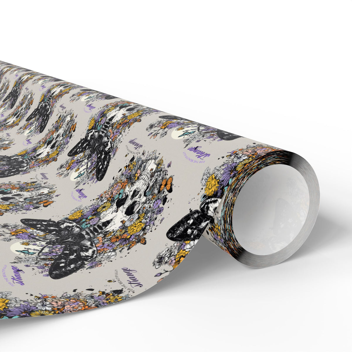 For the Beautifully Strange Gothic Skull & Moth Dark Floral Wrapping Paper