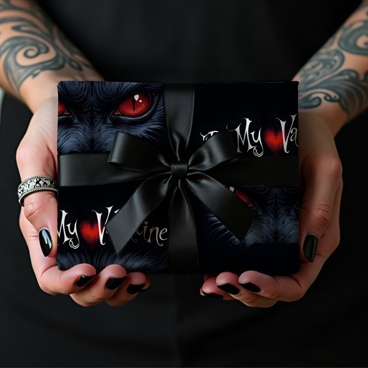 Be My Valentine Black Cat Valentines Wrapping Paper