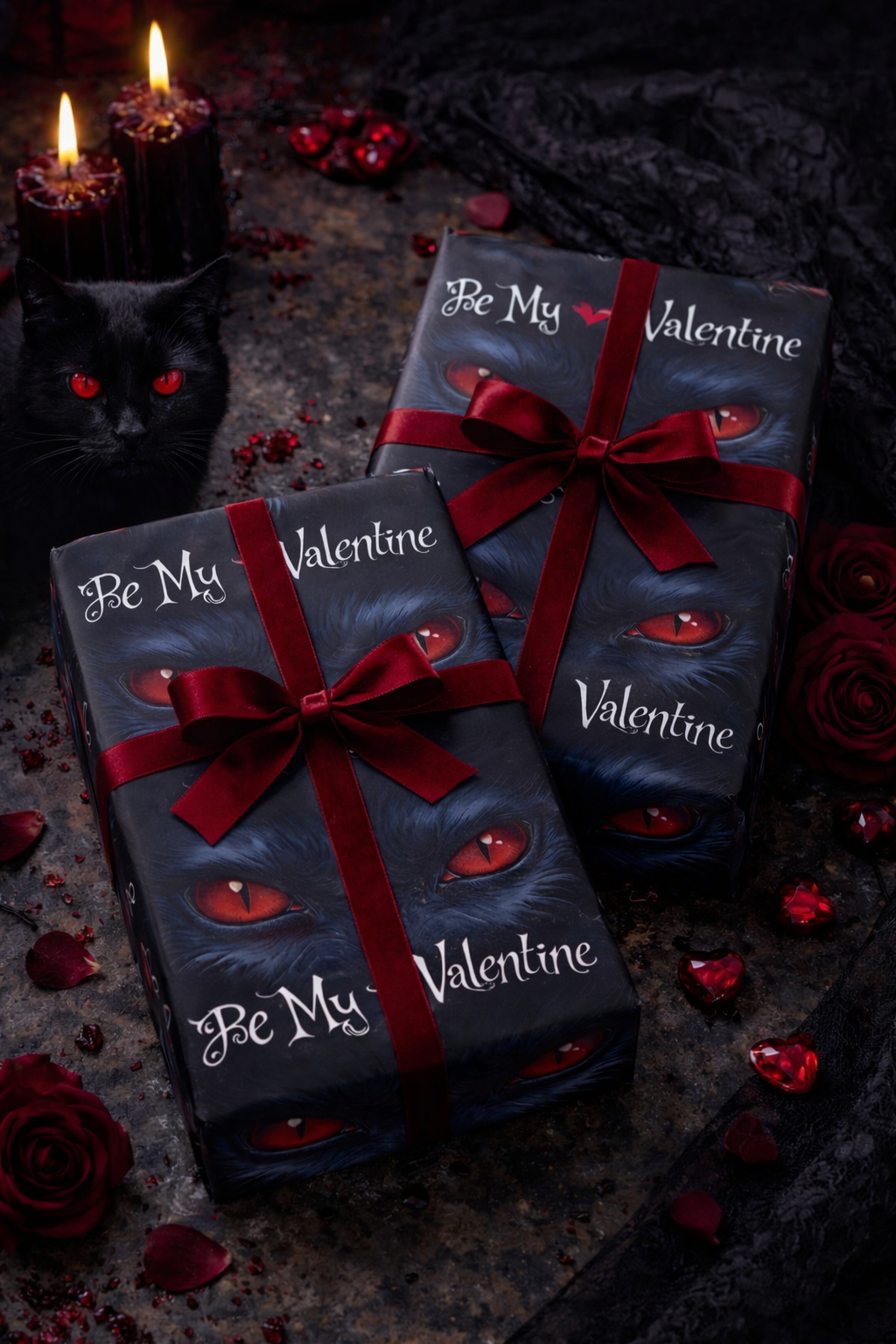 Be My Valentine Black Cat Valentines Wrapping Paper