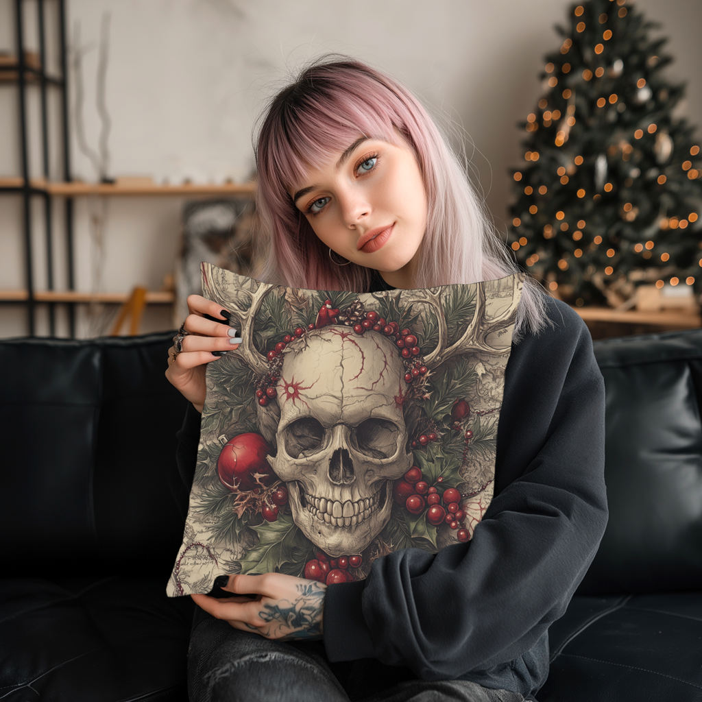 Carols for the Carrion | Gothic Holiday Decorative Pillow