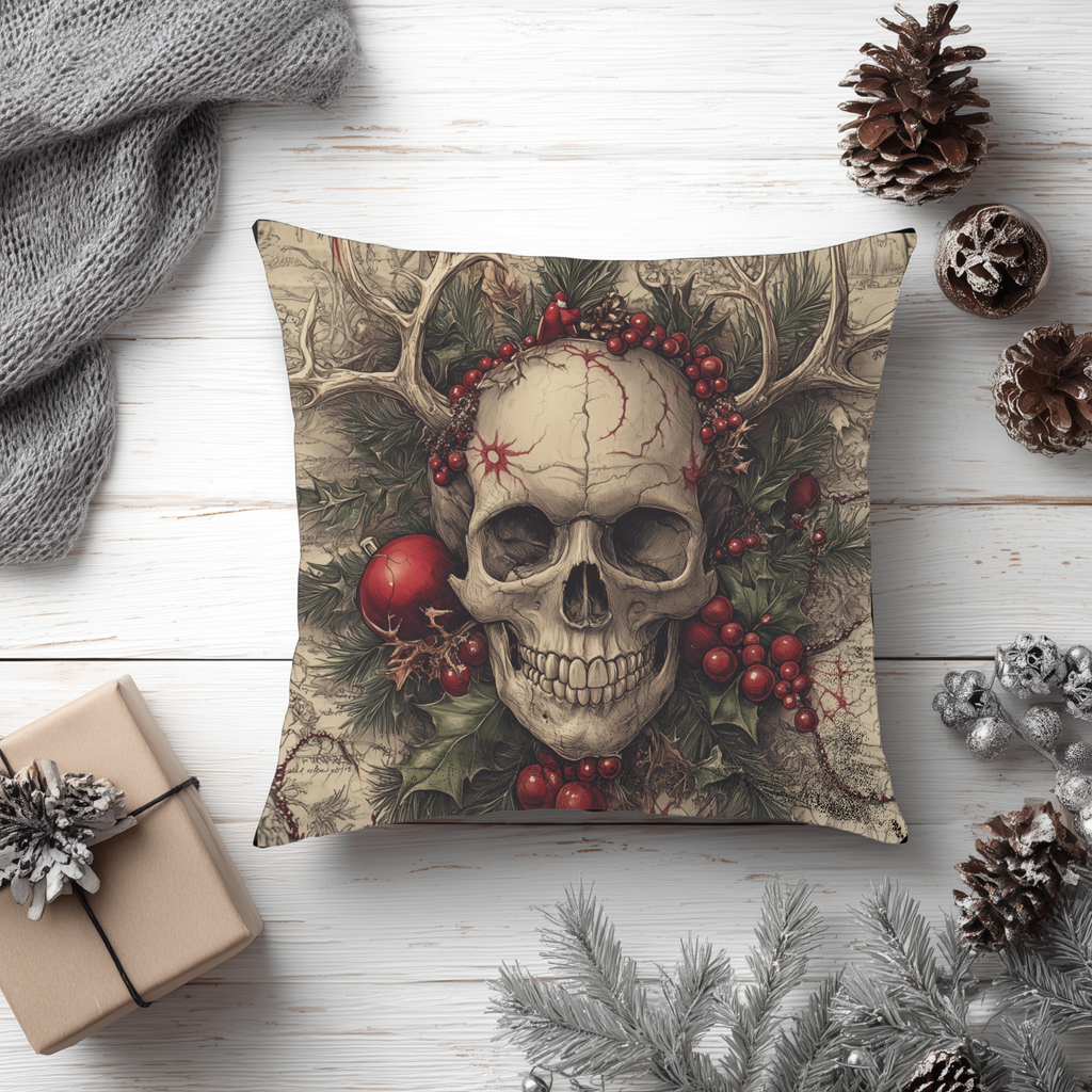 Carols for the Carrion | Gothic Holiday Decorative Pillow