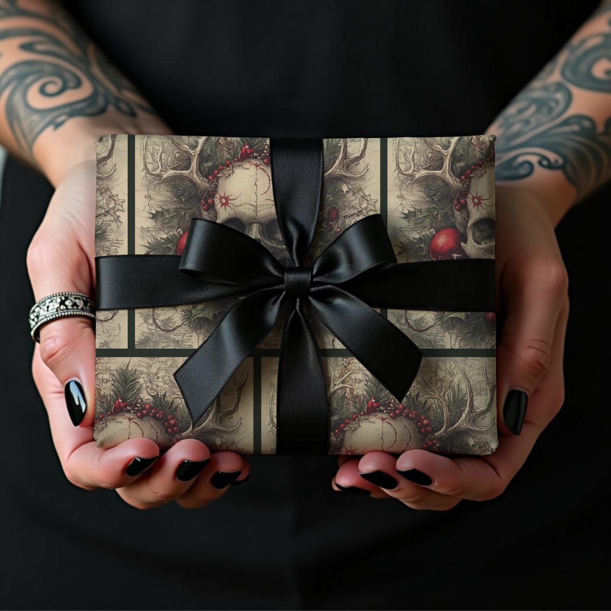 Carols for the Carrion Gothic Skull Christmas Wrapping Paper