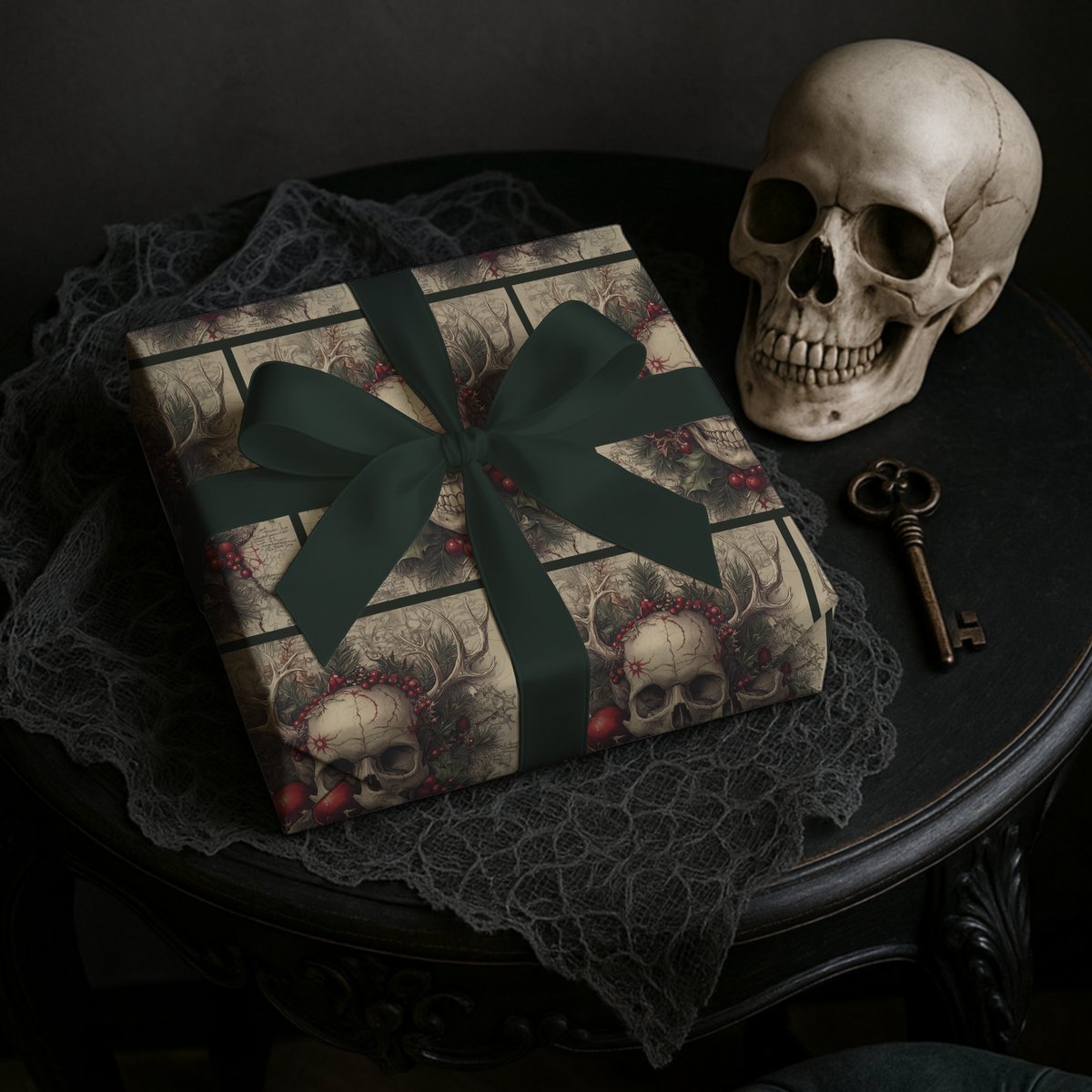 Carols for the Carrion Gothic Skull Christmas Wrapping Paper