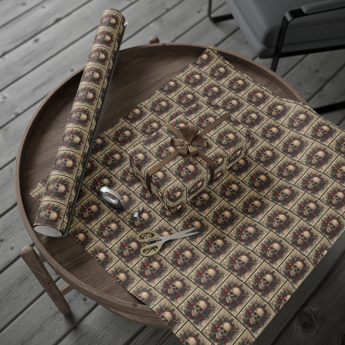 Carols for the Carrion Gothic Skull Christmas Wrapping Paper