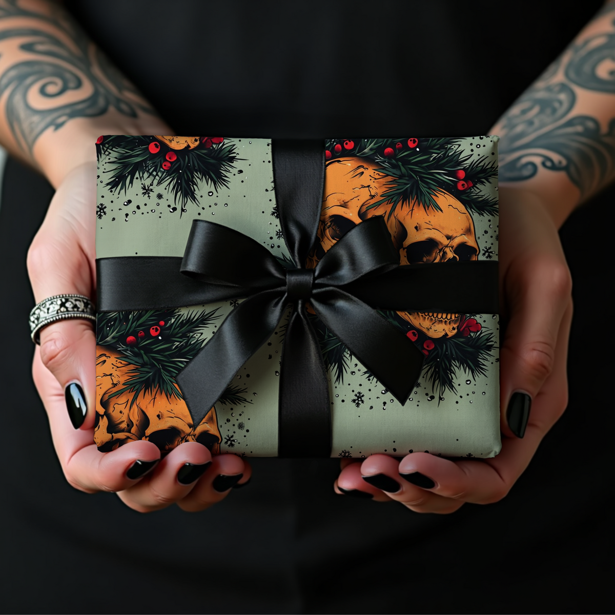Conjoined Spirits Gothic Spooky Holiday Wrapping Paper