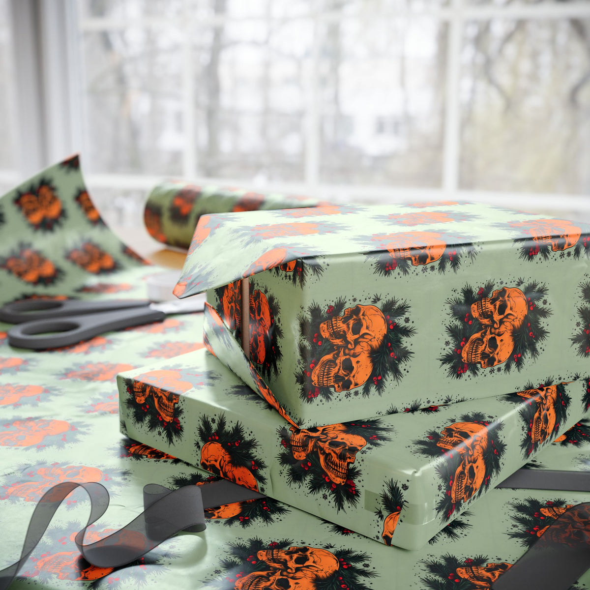 Conjoined Spirits Gothic Spooky Holiday Wrapping Paper