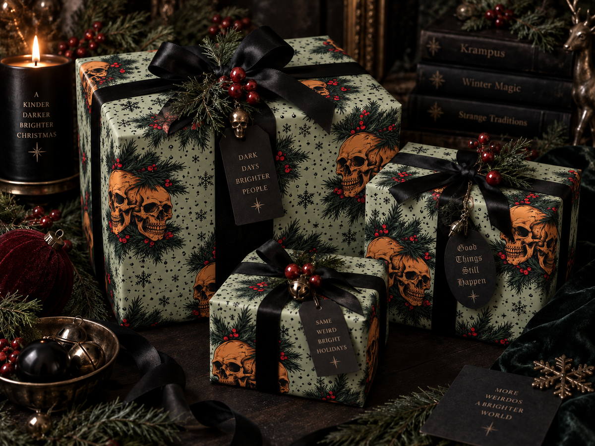 Conjoined Spirits Gothic Spooky Holiday Wrapping Paper