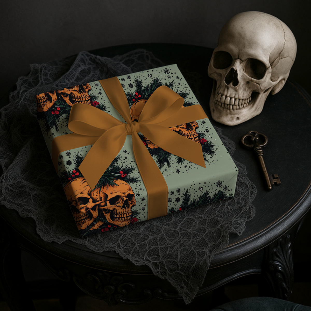 Conjoined Spirits Gothic Spooky Holiday Wrapping Paper