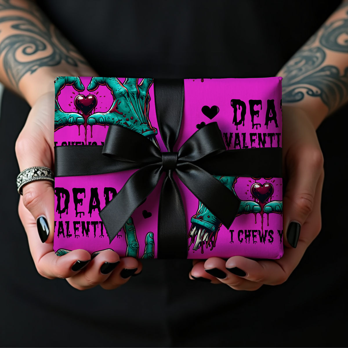 I Chews You Zombie Valentines Wrapping Paper