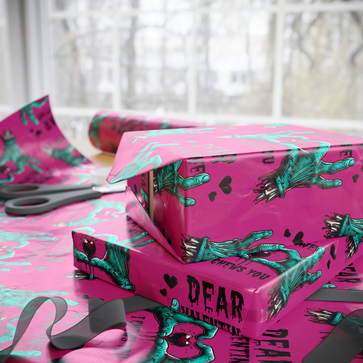 I Chews You Zombie Valentines Wrapping Paper