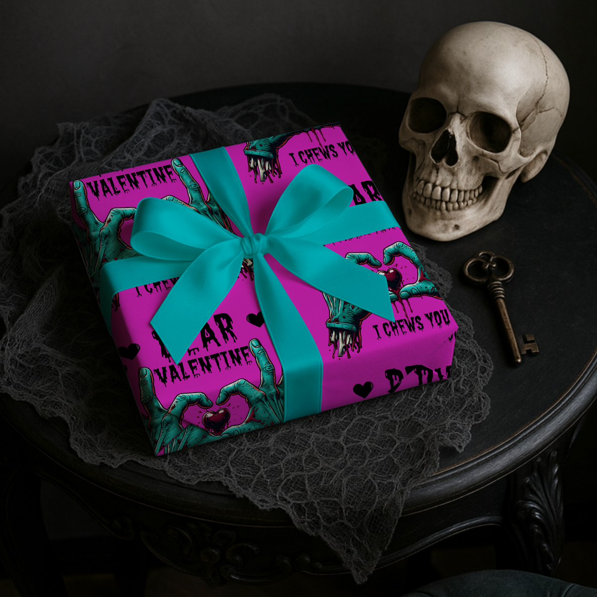 I Chews You Zombie Valentines Wrapping Paper