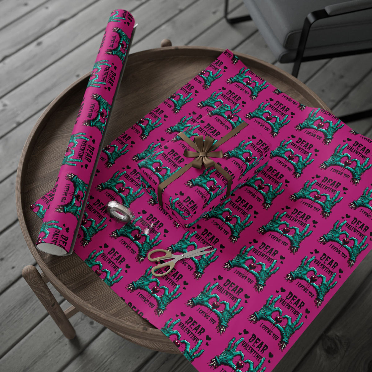 I Chews You Zombie Valentines Wrapping Paper
