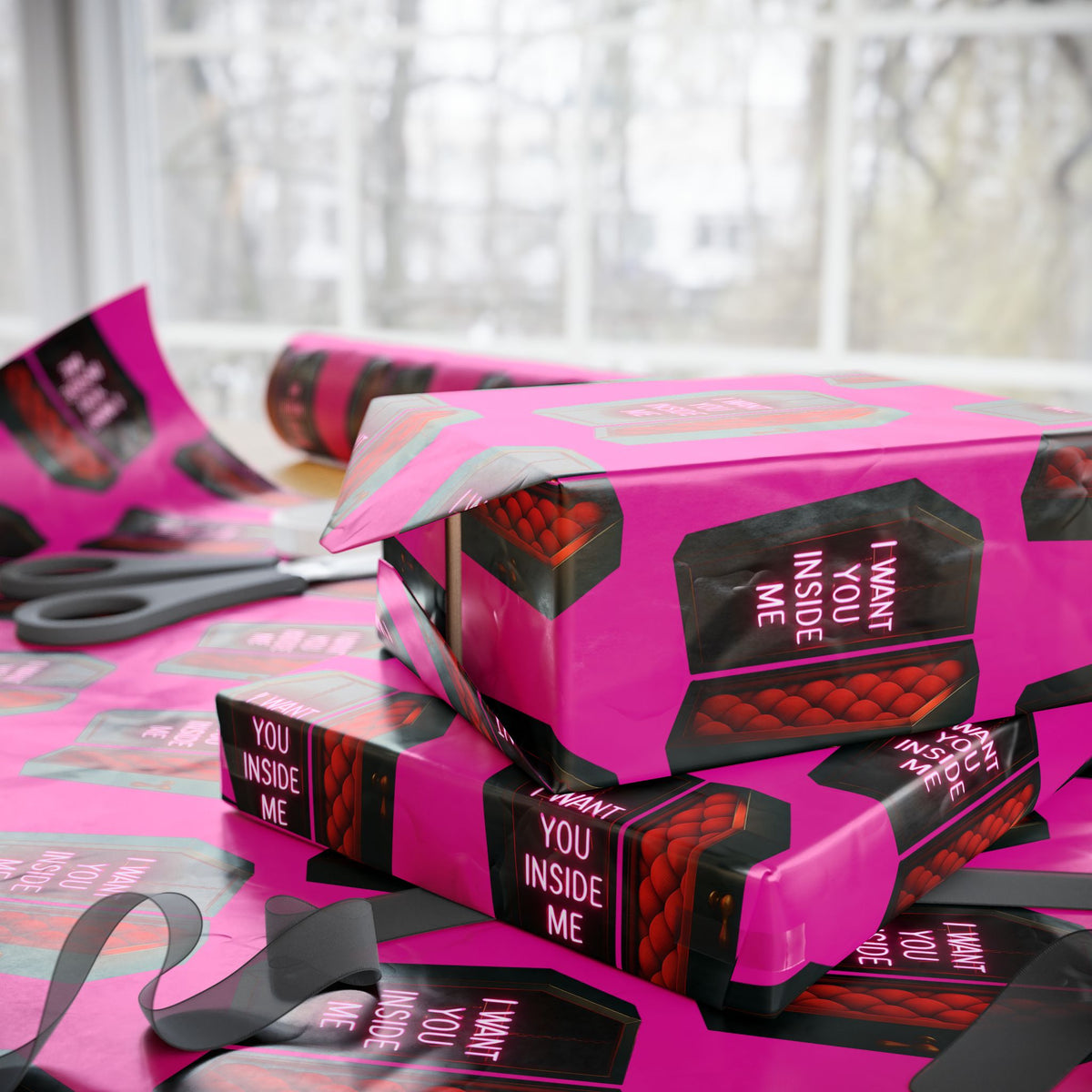Coffin Lovers Gothic Valentine’s Wrapping Paper