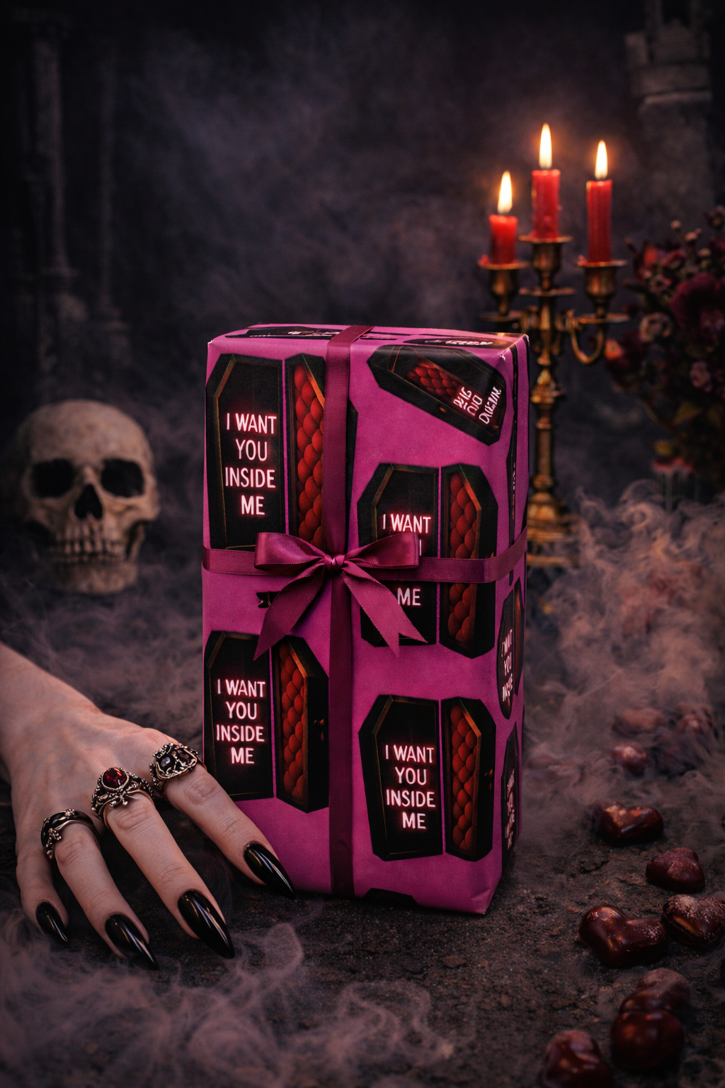 Coffin Lovers Gothic Valentine’s Wrapping Paper