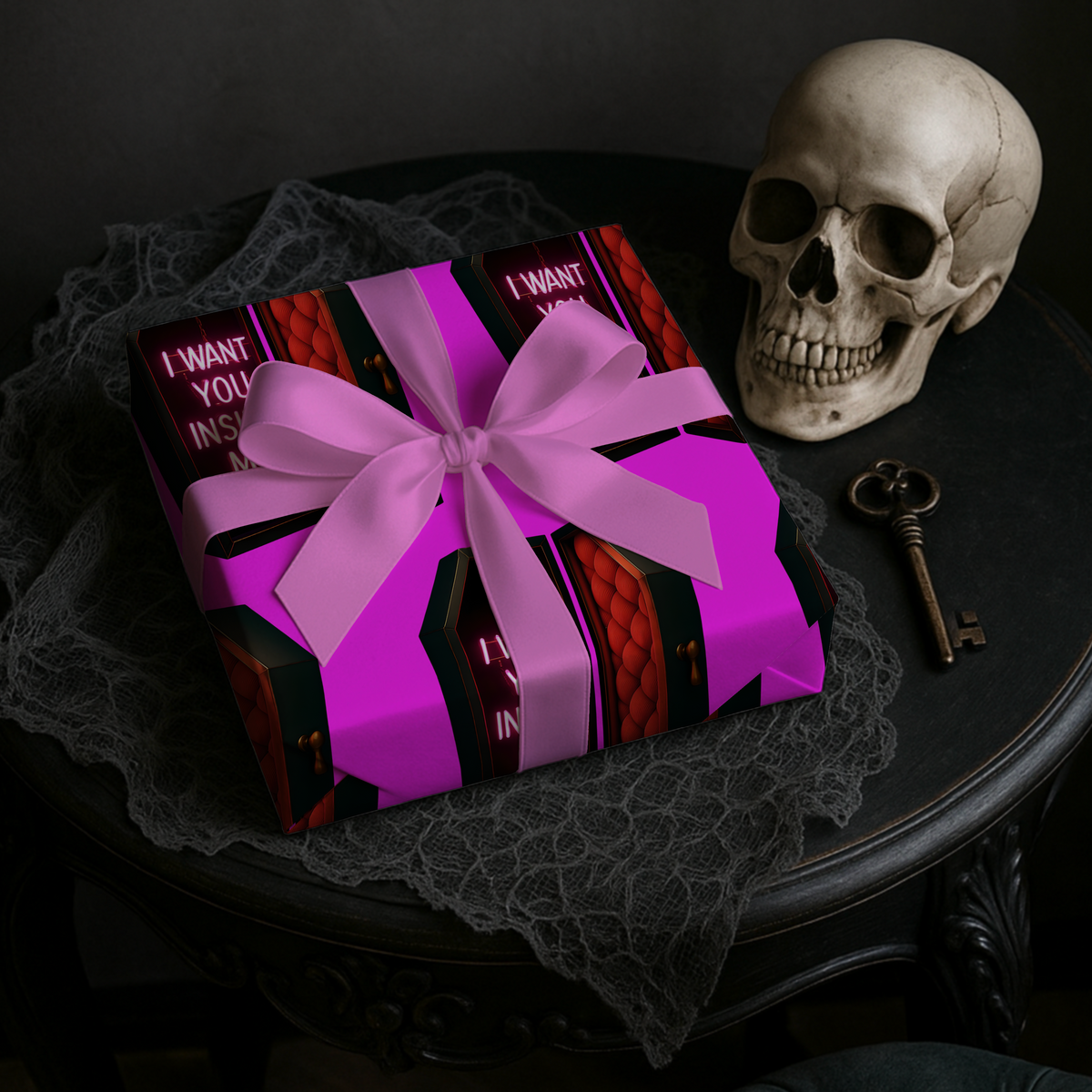 Coffin Lovers Gothic Valentine’s Wrapping Paper