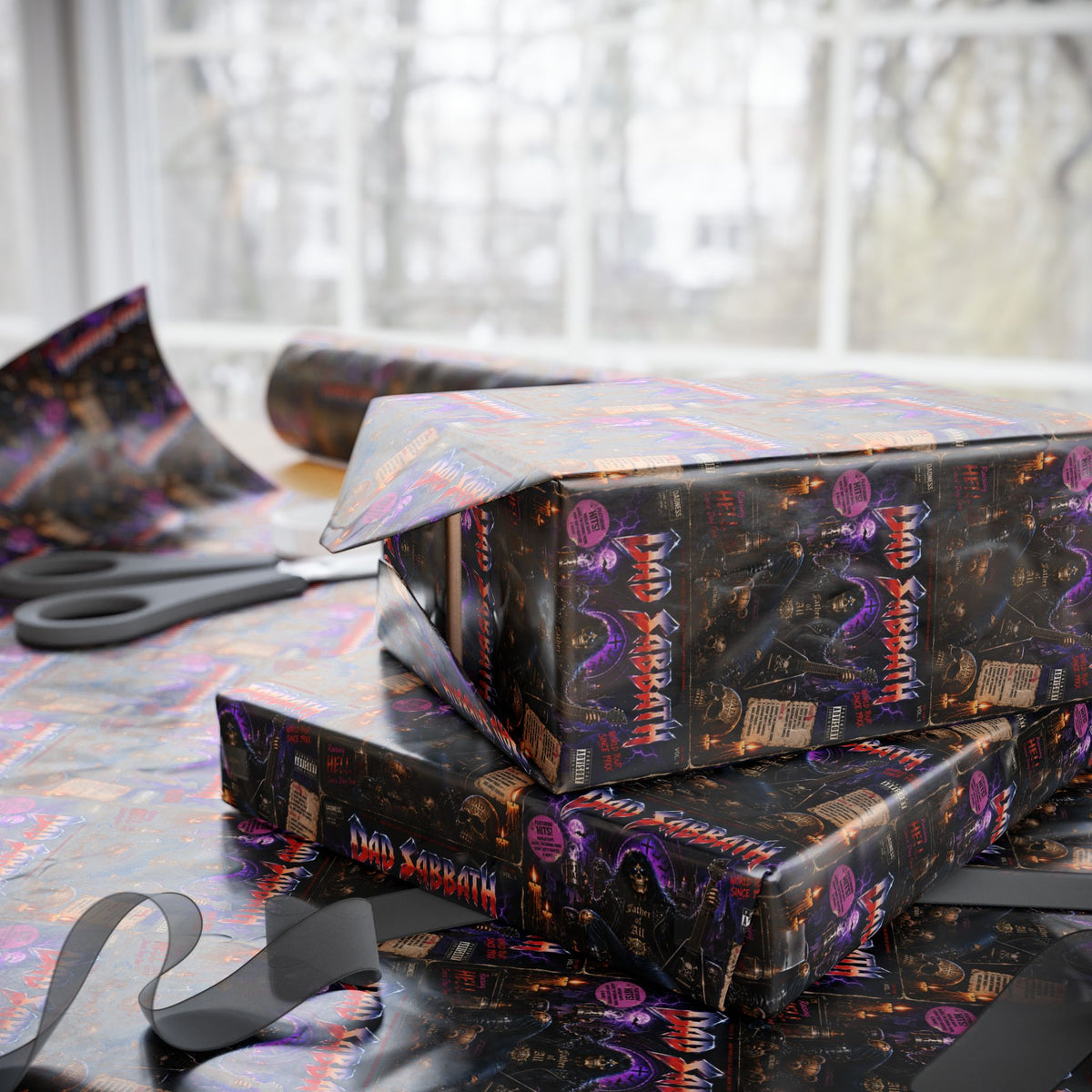 Dad Sabbath Raising Hell Since Day One Heavy Metal Fathers Day Wrapping Paper