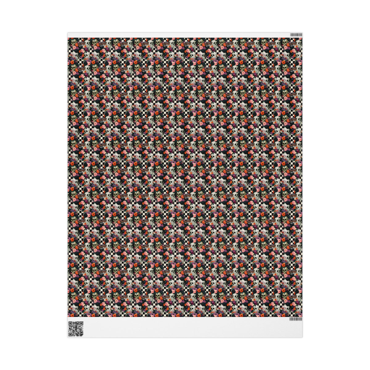 Deadly Little Pleasantries Gothic Skull Floral Wrapping Paper