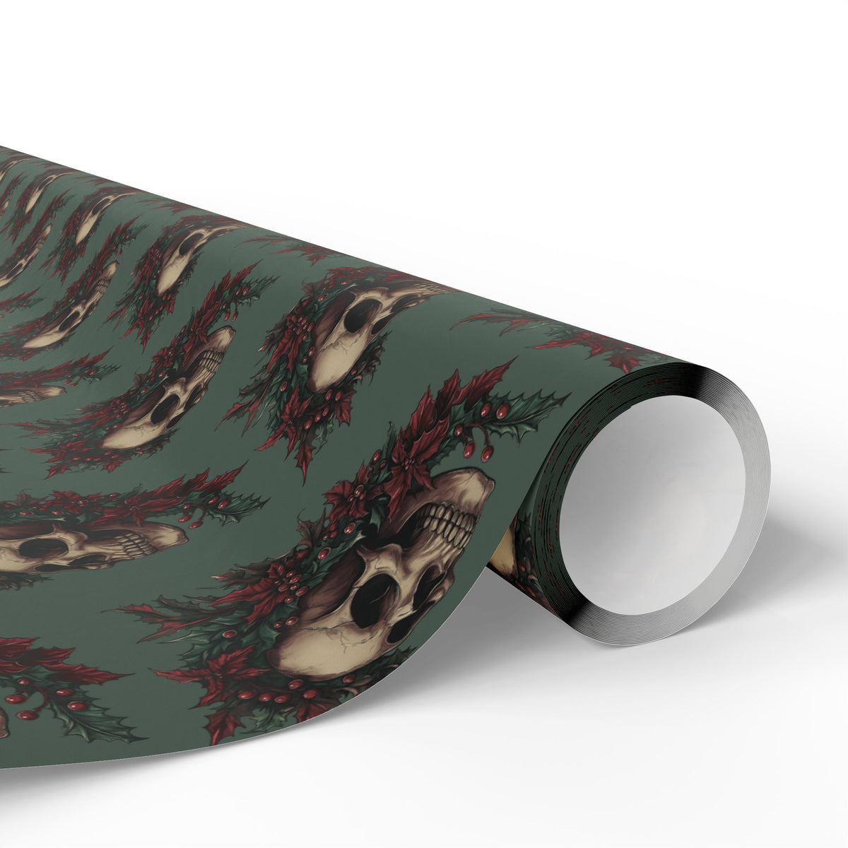 Death Be Merry Gothic Skull Christmas Wrapping Paper