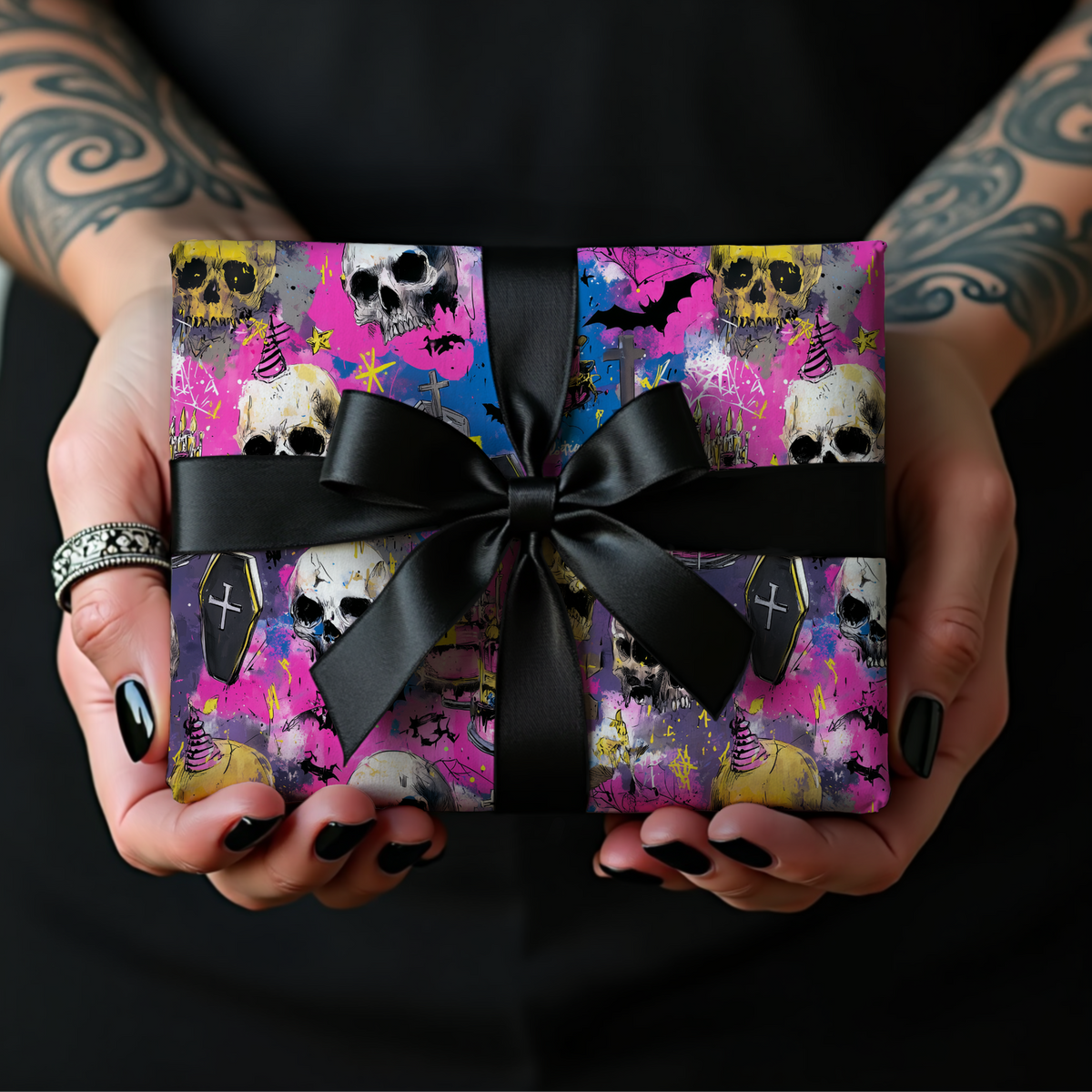 Neon Deathday Riot Zombie Punk Horro Goth Birthday Wrapping Paper