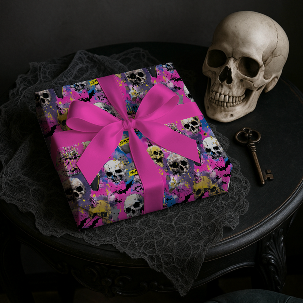 Neon Deathday Riot Zombie Punk Horro Goth Birthday Wrapping Paper