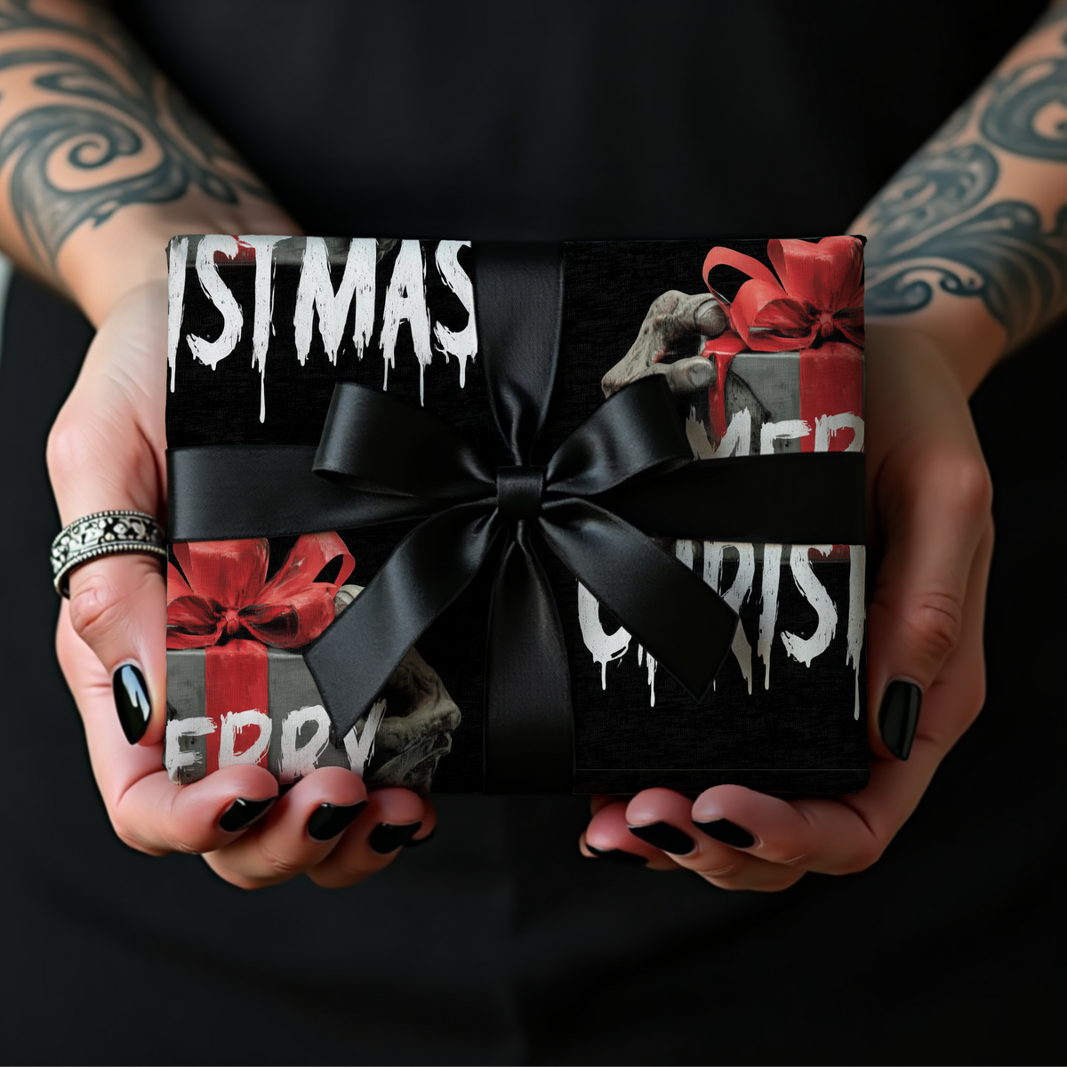 Dont Open Until Undead Zombie Horror Christmas Wrapping Paper