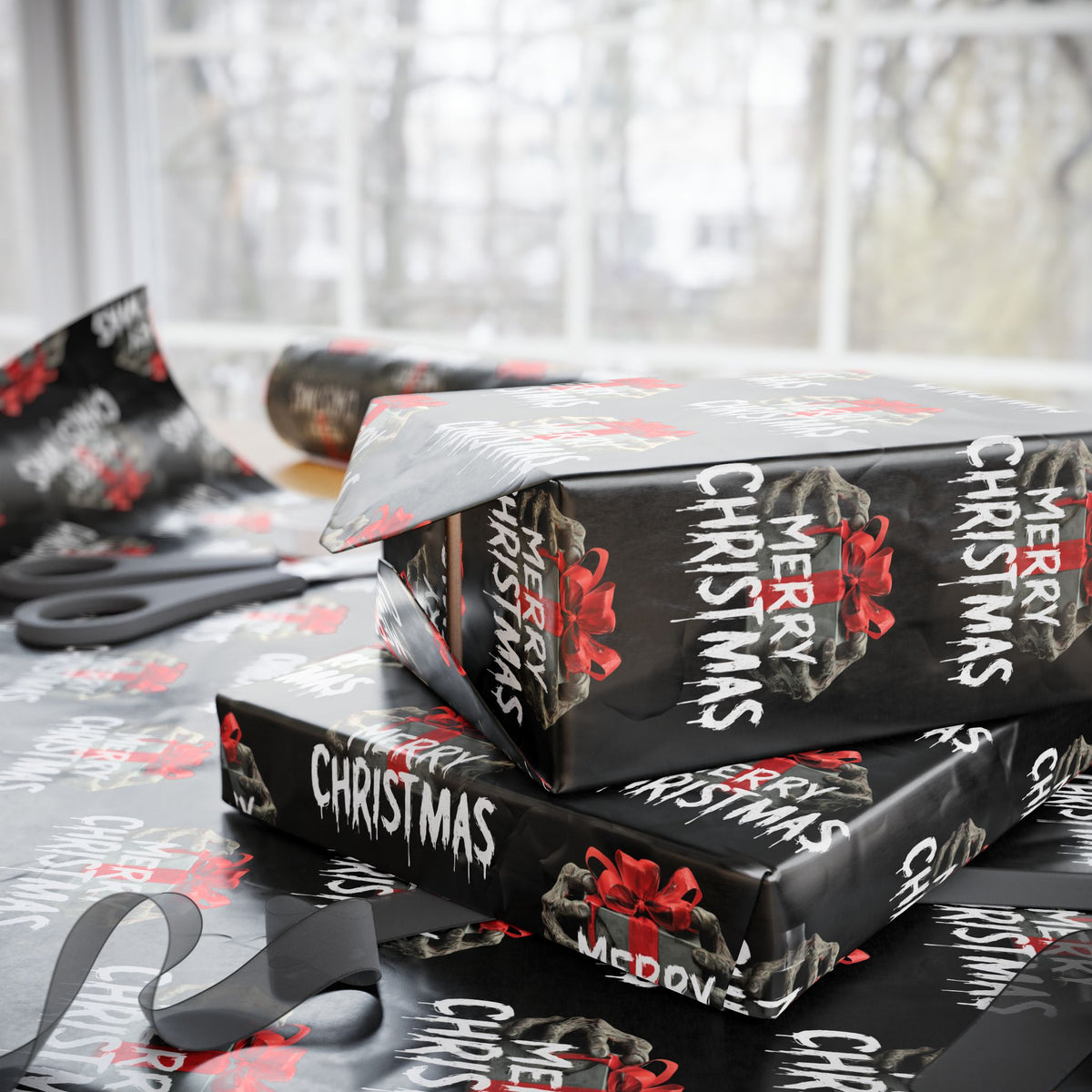 Dont Open Until Undead Zombie Horror Christmas Wrapping Paper