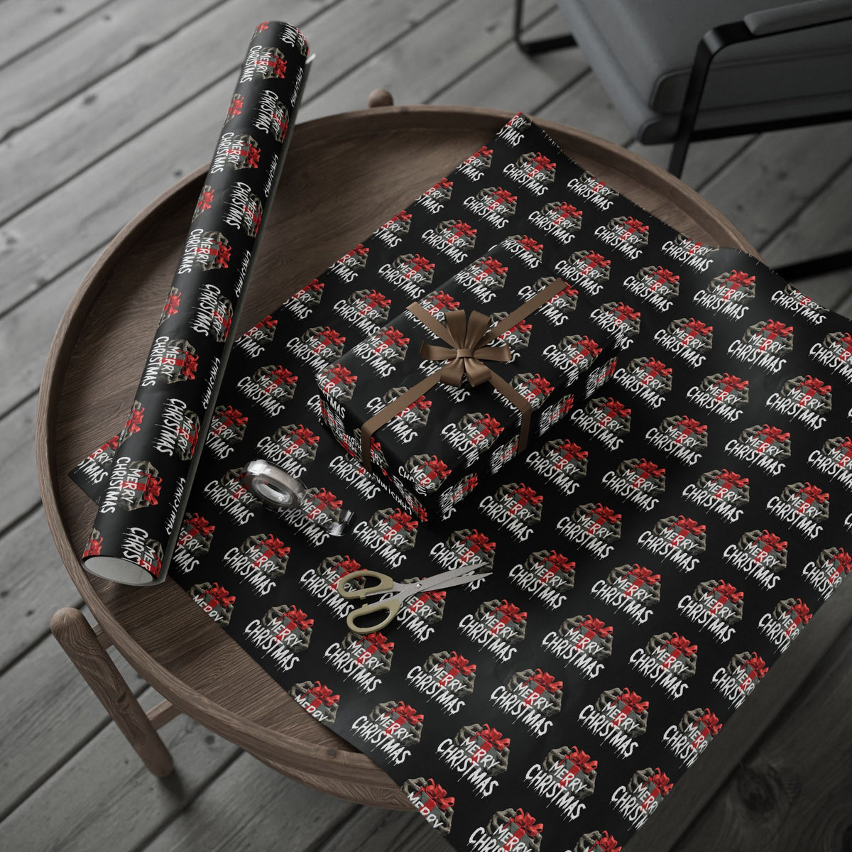 Dont Open Until Undead Zombie Horror Christmas Wrapping Paper