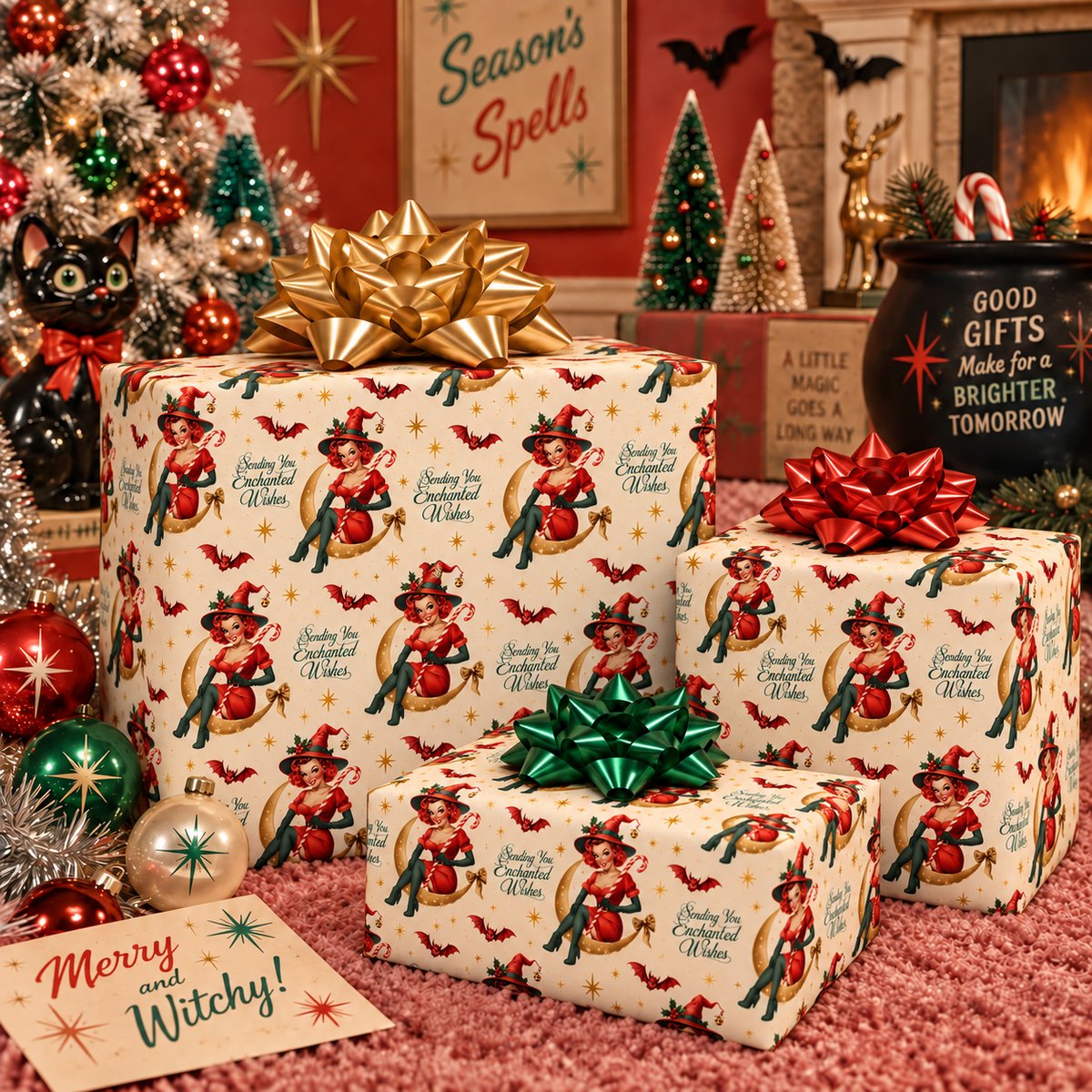 Enchanted Wishes Vintage Christmas Wrapping Paper
