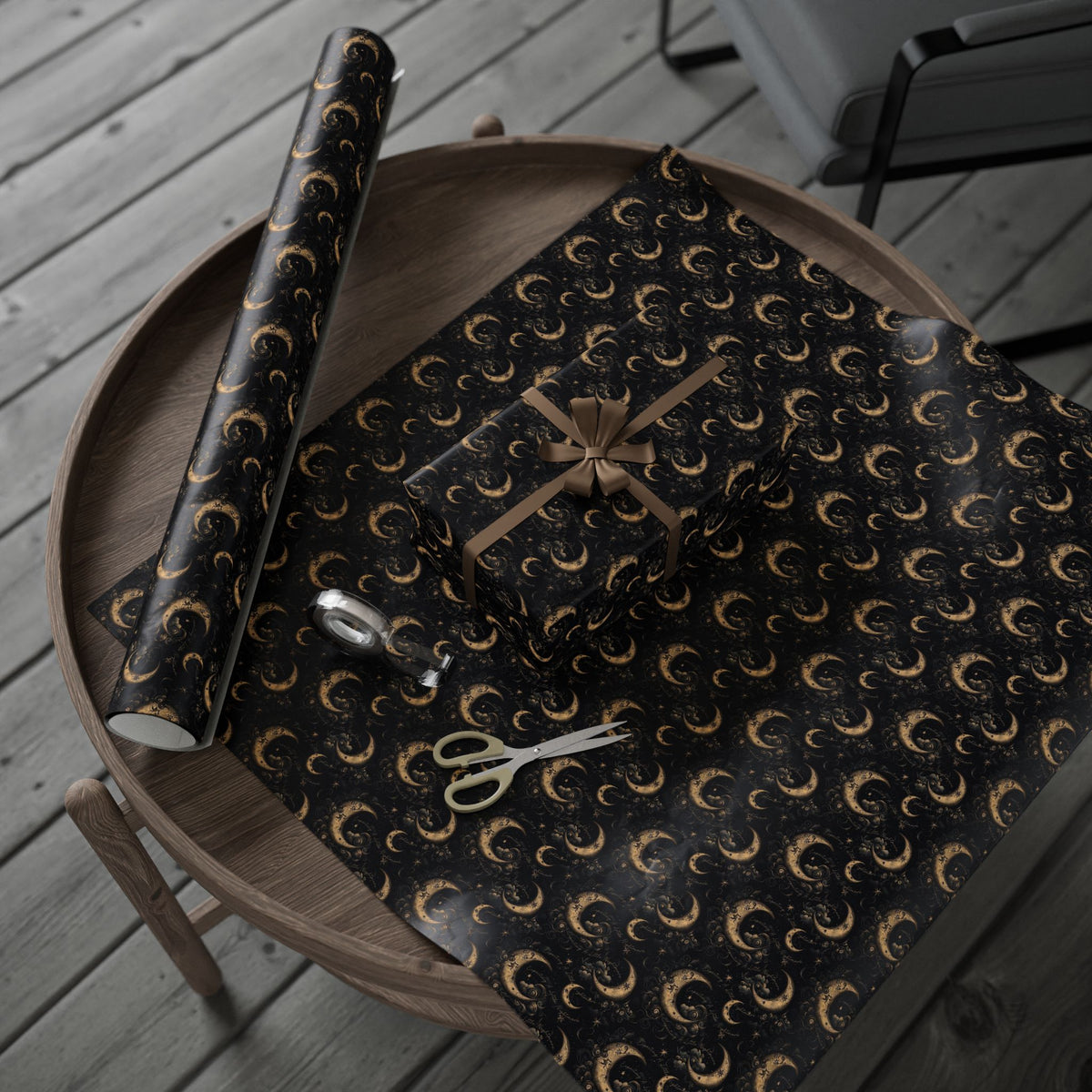 Expecting A Little Nightmare Dark Celestial Moon Baby Shower Wrapping Paper