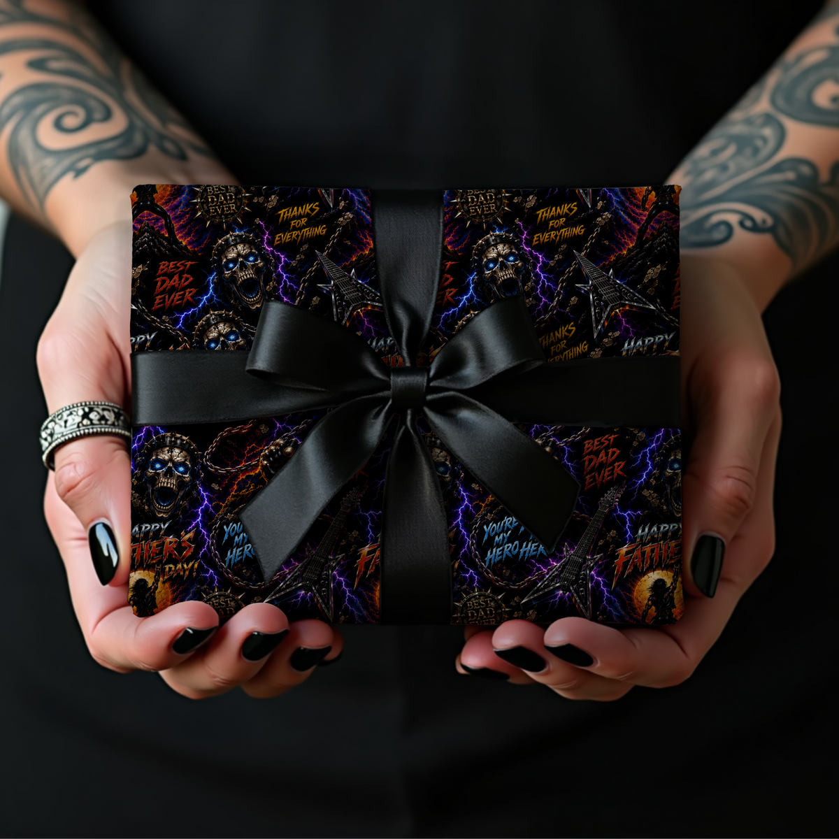 Father of Thunder World Tour Since 19XX Heavy Metal Fathers Day Wrapping Paper