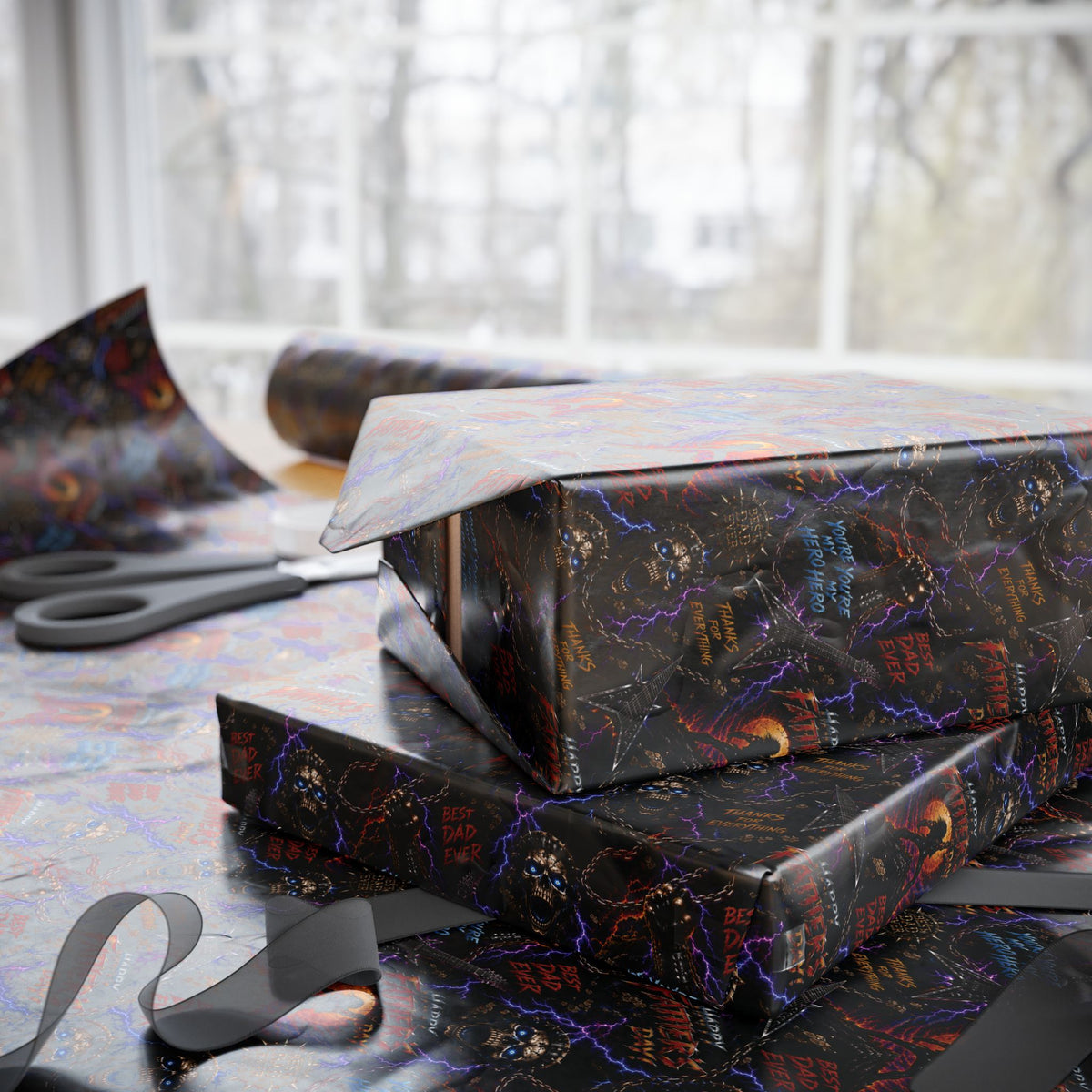 Father of Thunder World Tour Since 19XX Heavy Metal Fathers Day Wrapping Paper