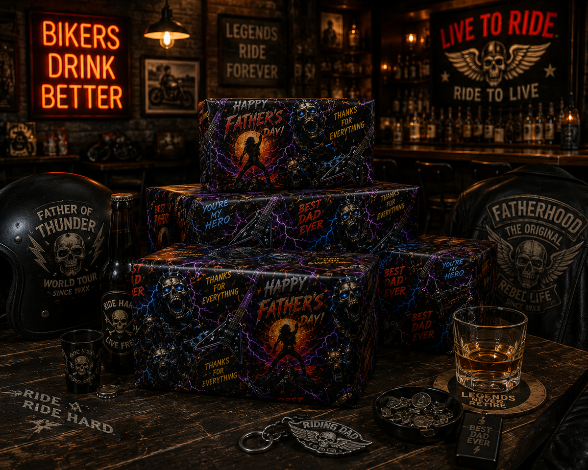 Father of Thunder World Tour Since 19XX Heavy Metal Fathers Day Wrapping Paper