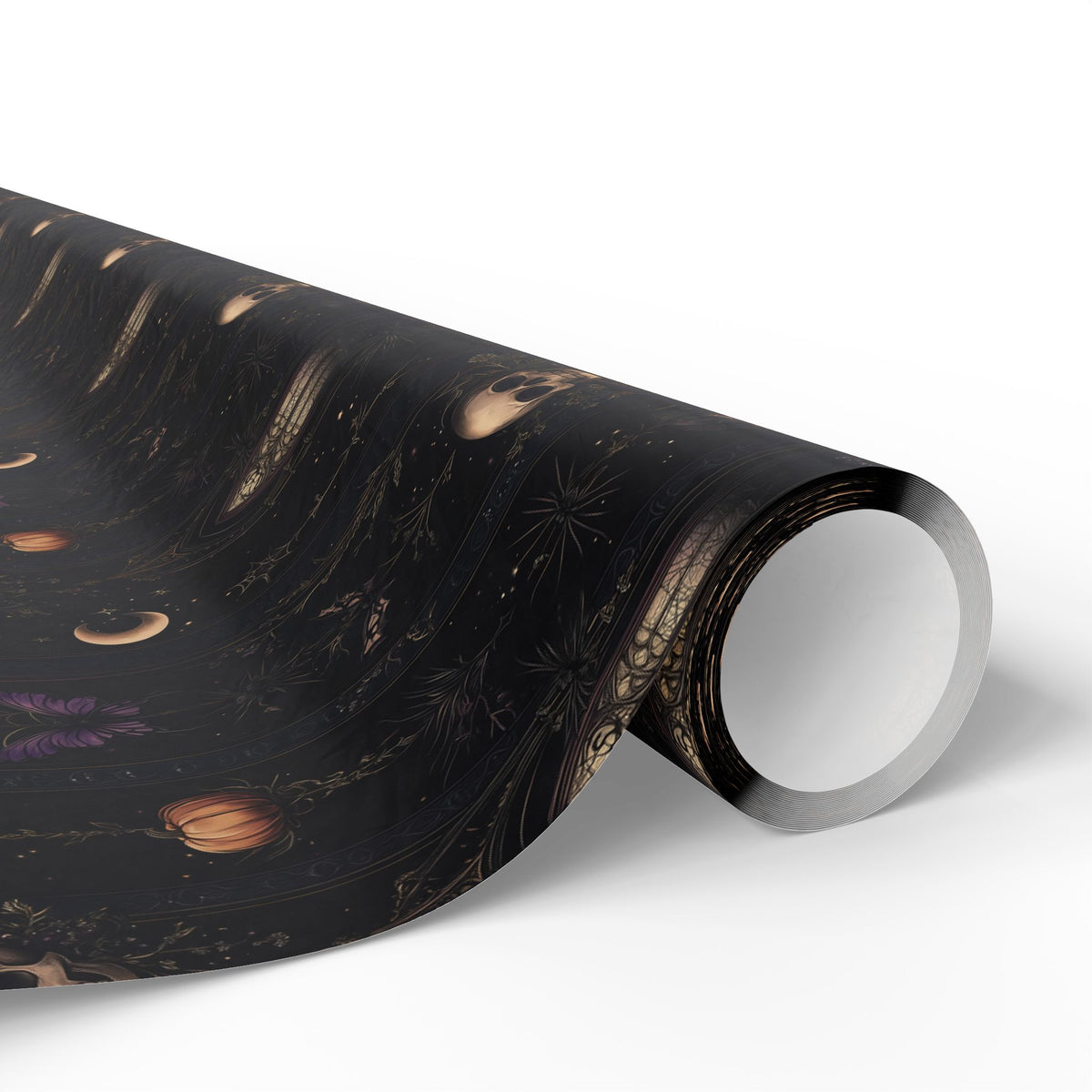 Garden of the Departed Gothic Celestial Moon Skull & Dark Flora Wrapping Paper