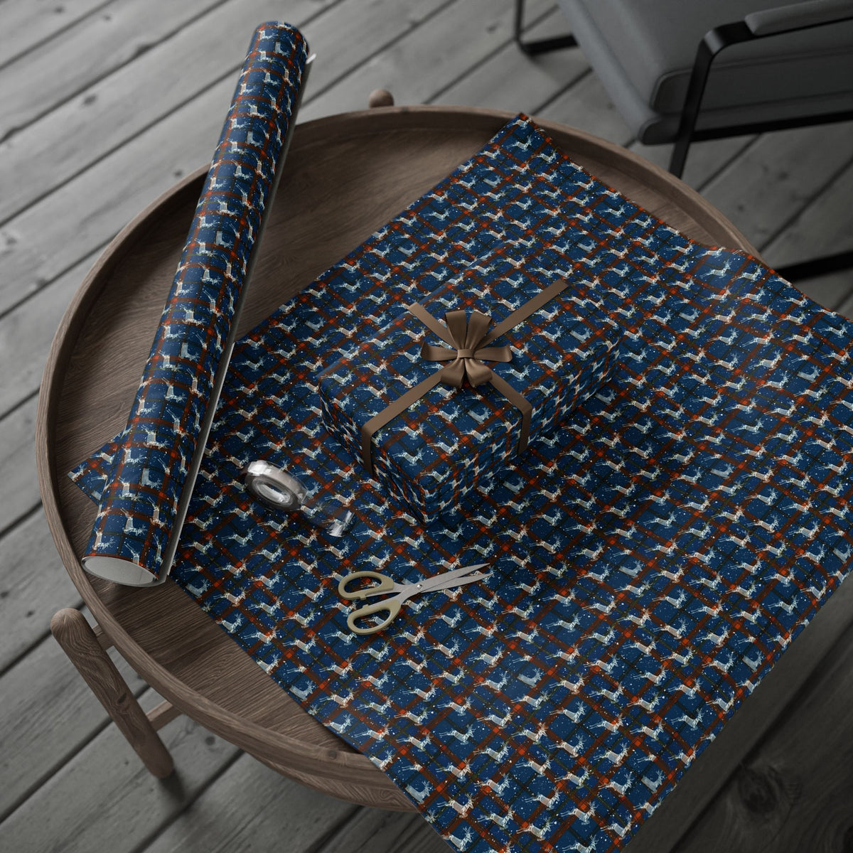 Ghostly Reindeer Gothic Stag Christmas Wrapping Paper