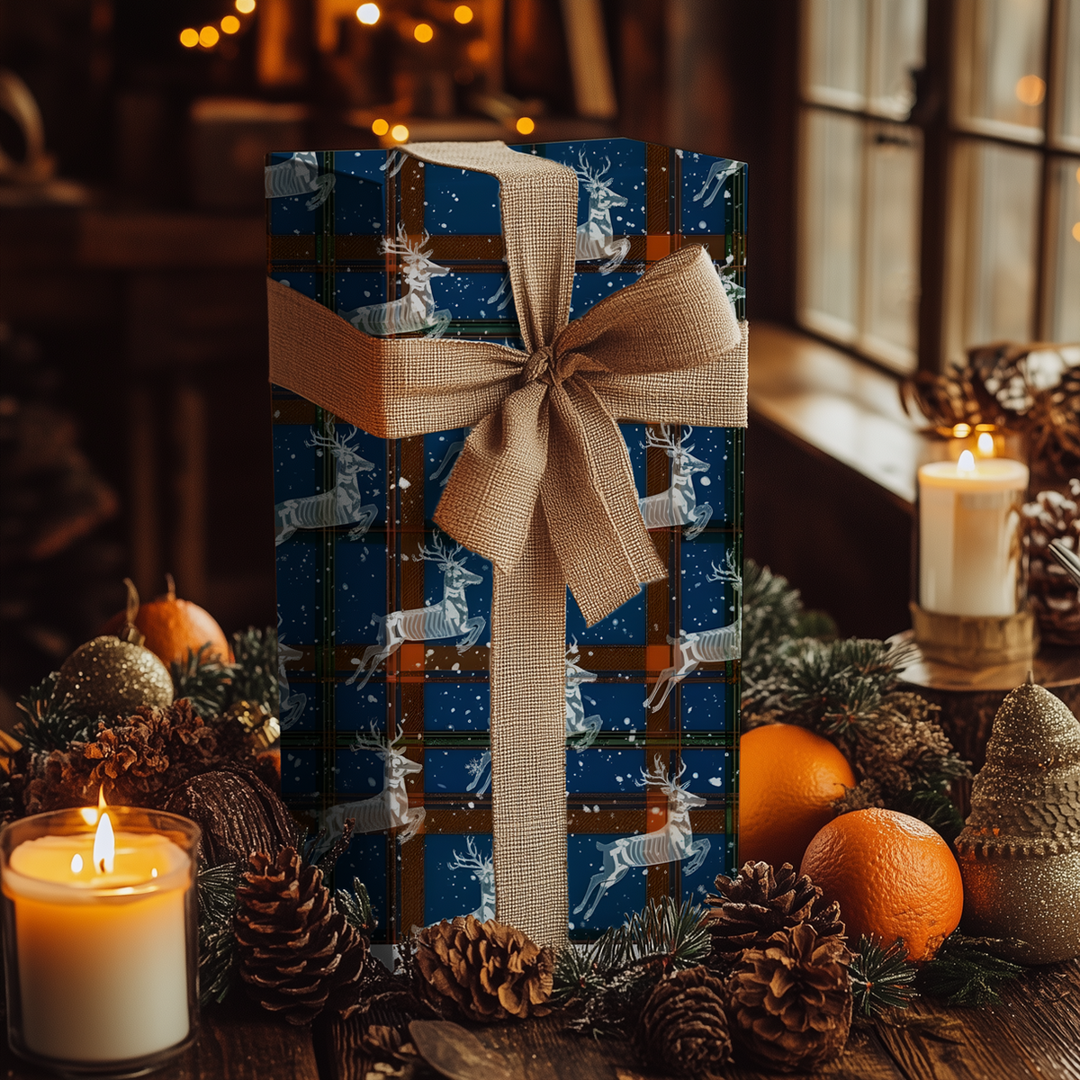 Ghostly Reindeer Gothic Stag Christmas Wrapping Paper