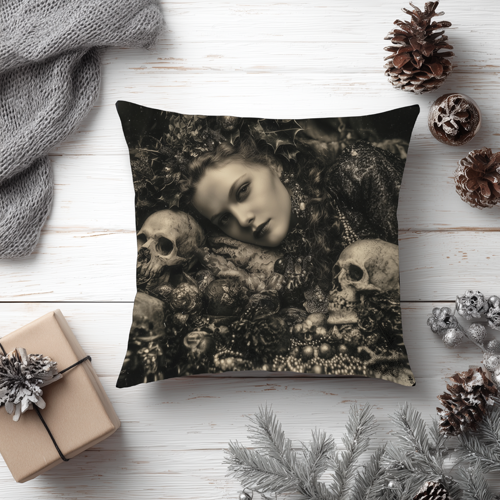 The Gilded Remains | Gothic Holiday Decorative Pillow
