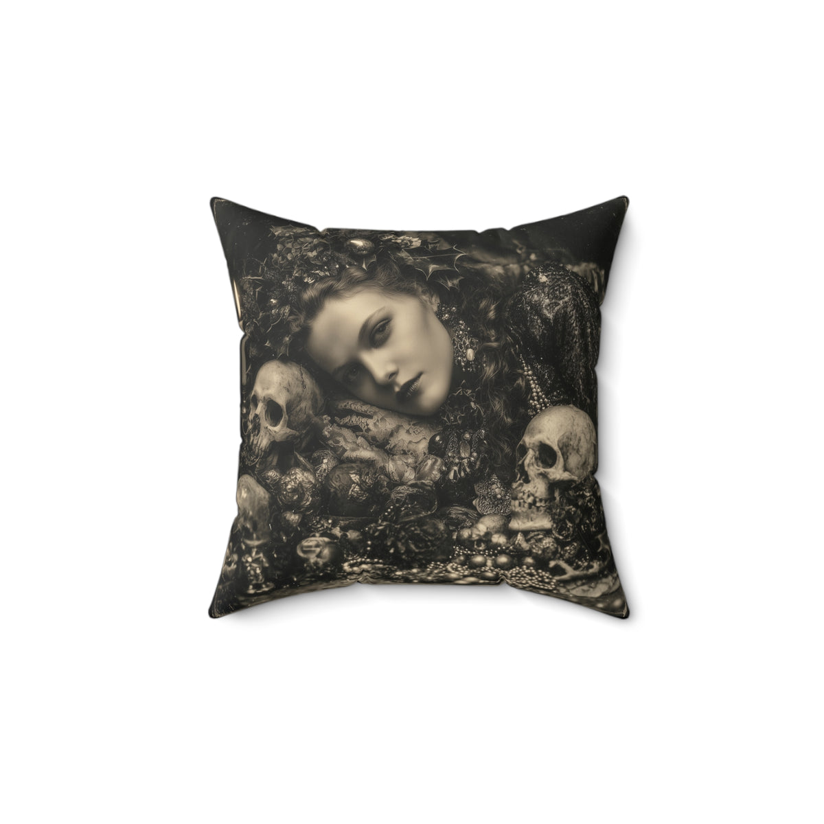 The Gilded Remains | Gothic Holiday Decorative Pillow