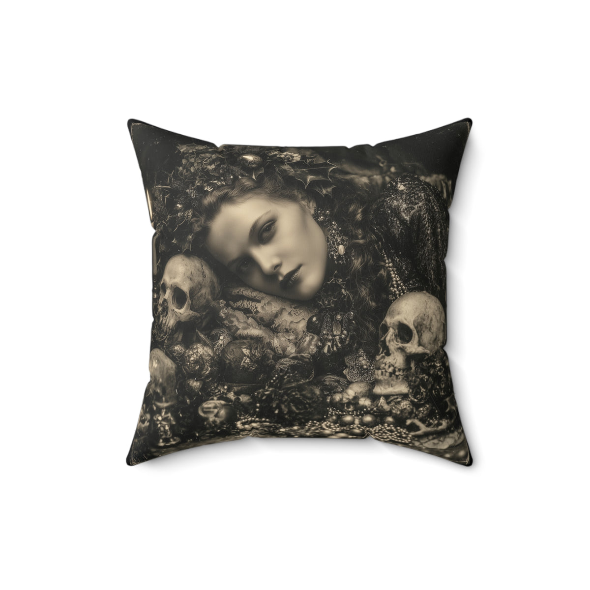 The Gilded Remains | Gothic Holiday Decorative Pillow