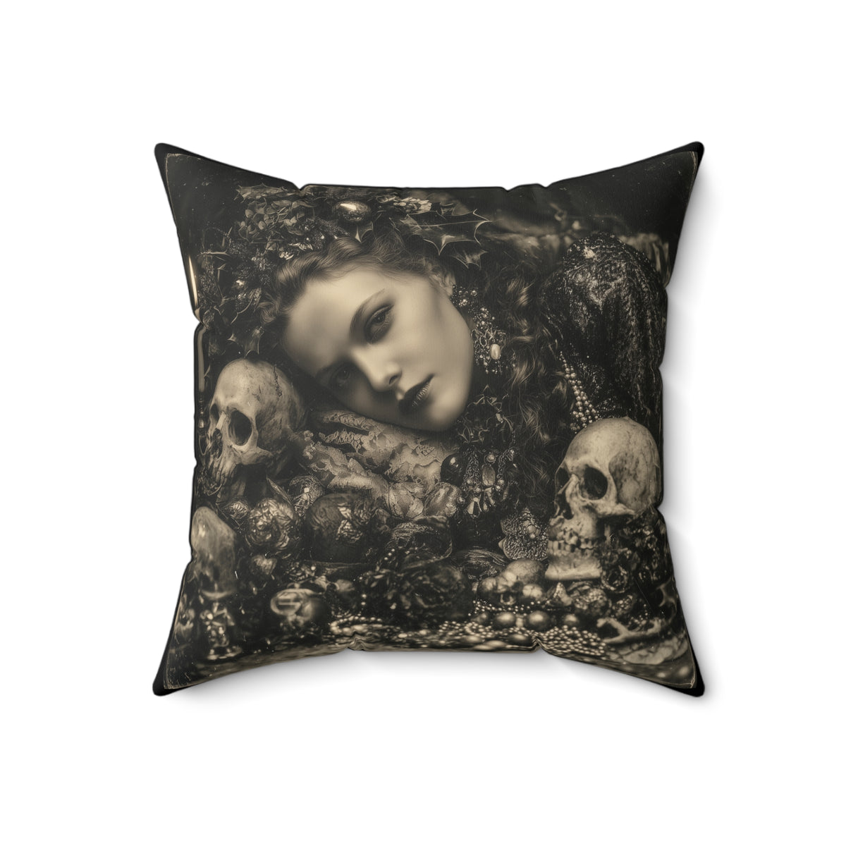 The Gilded Remains | Gothic Holiday Decorative Pillow