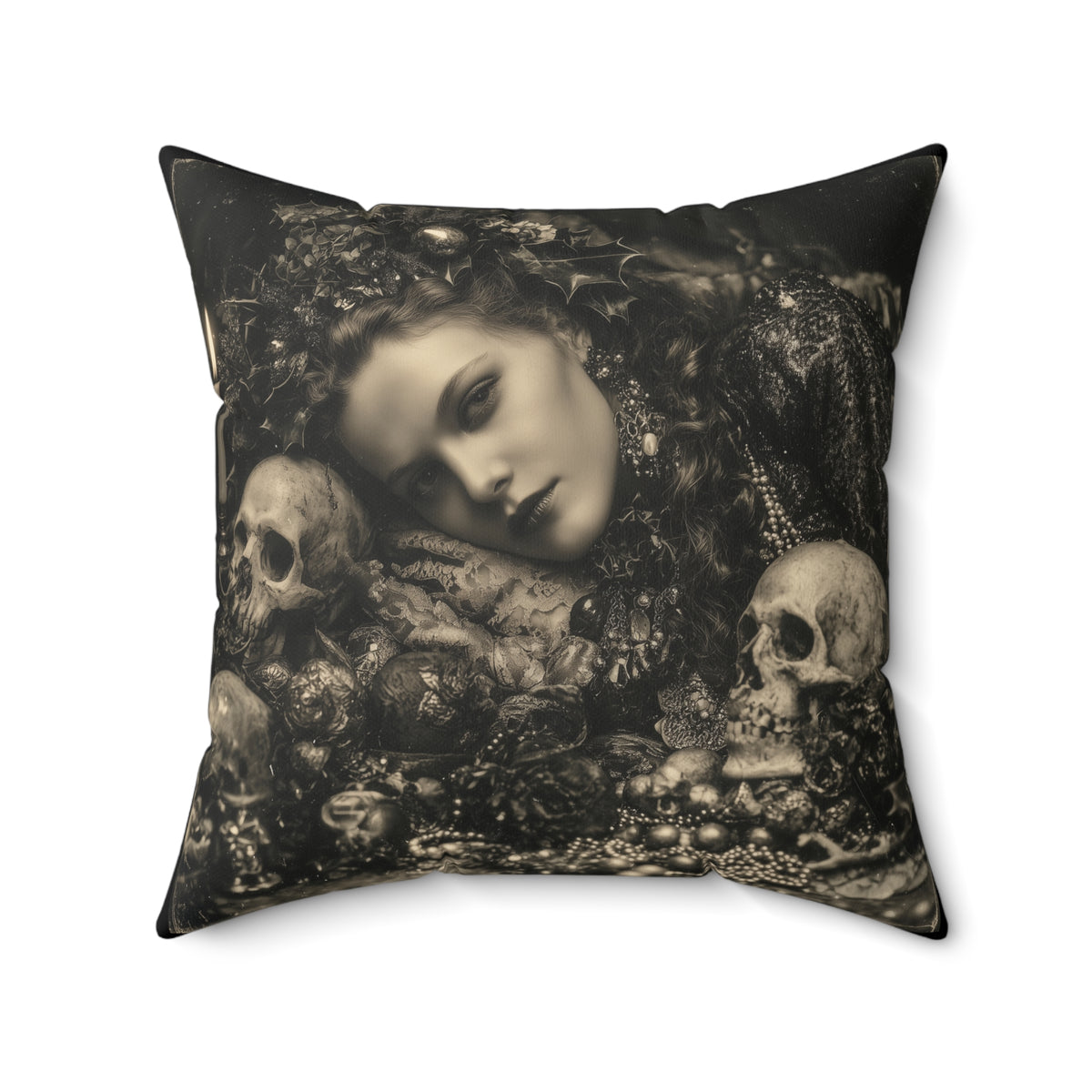 The Gilded Remains | Gothic Holiday Decorative Pillow