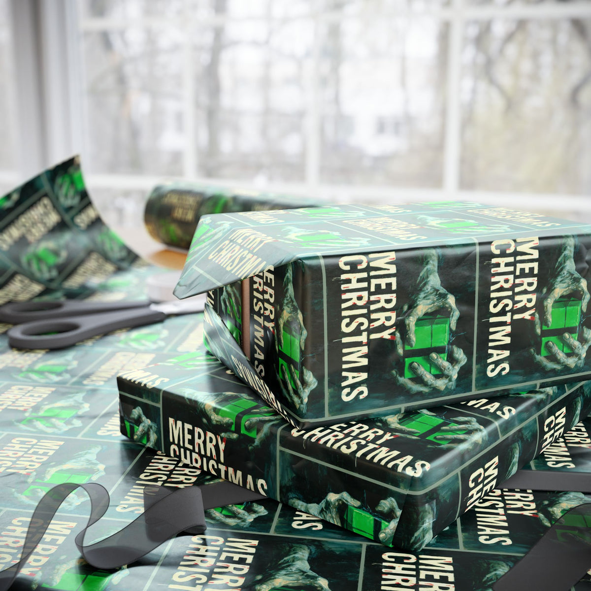 Grave Gift Exchange Zombie Christmas Horror Wrapping Paper