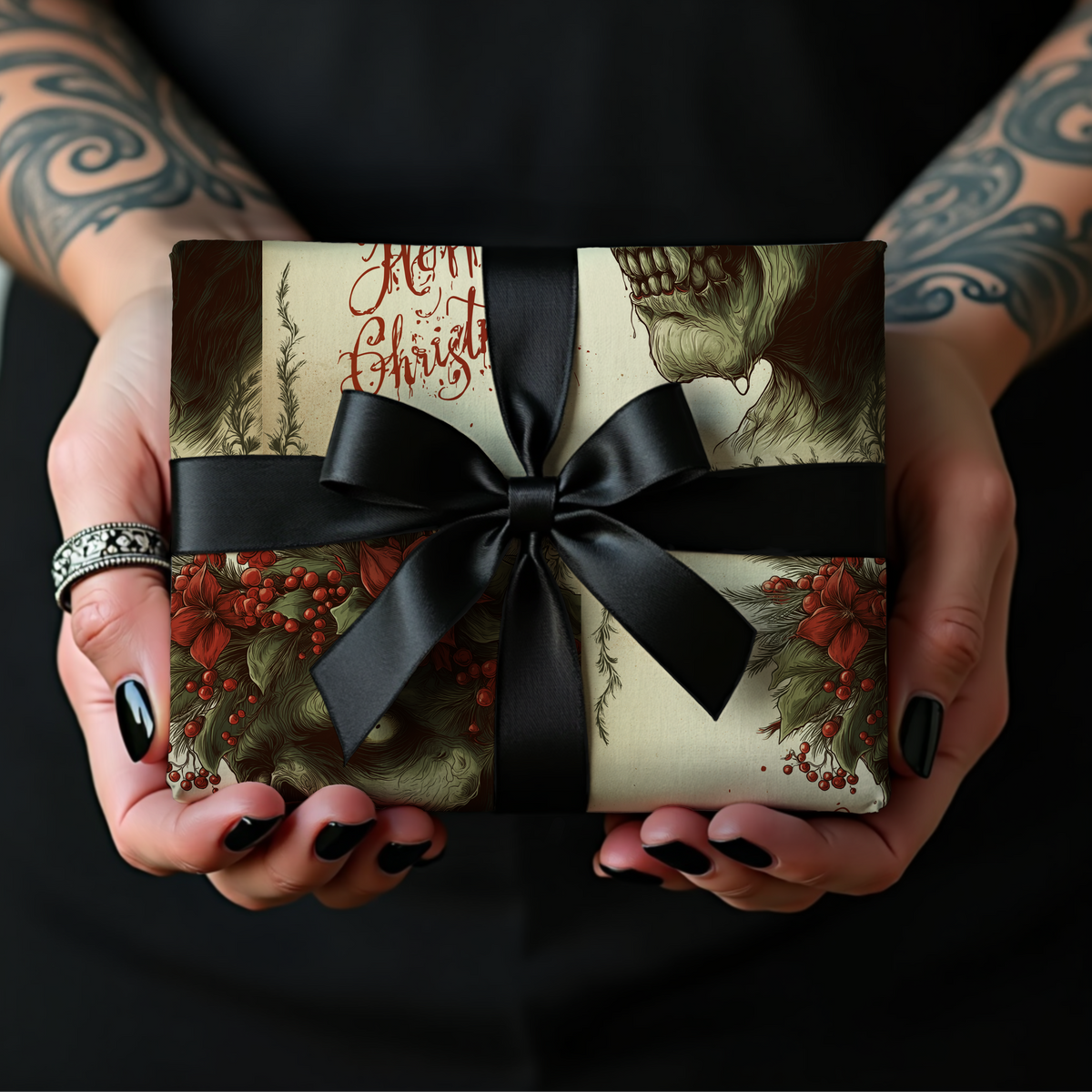 Hallowed Evergreen Zombie Christmas Gothic Wrapping Paper