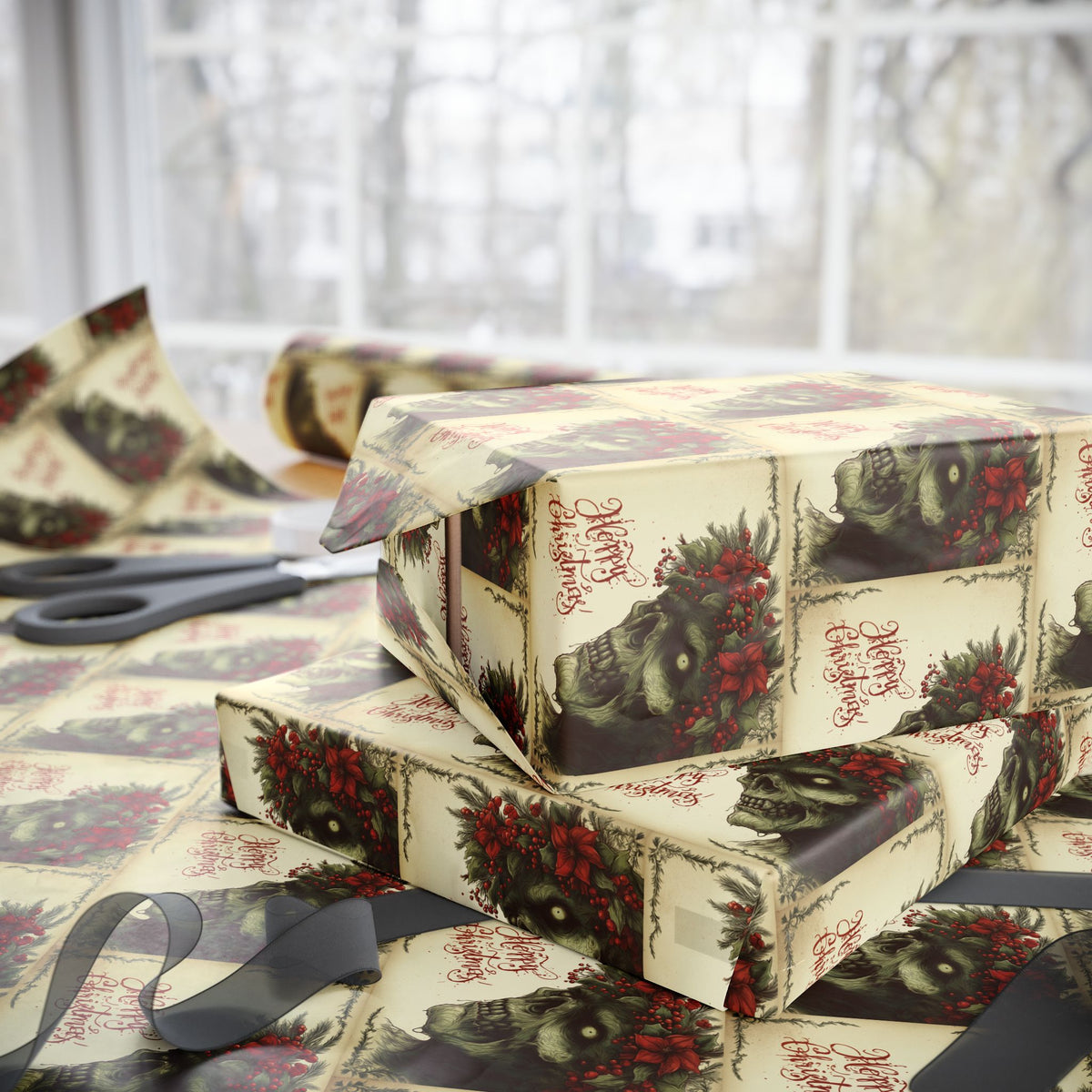 Hallowed Evergreen Zombie Christmas Gothic Wrapping Paper