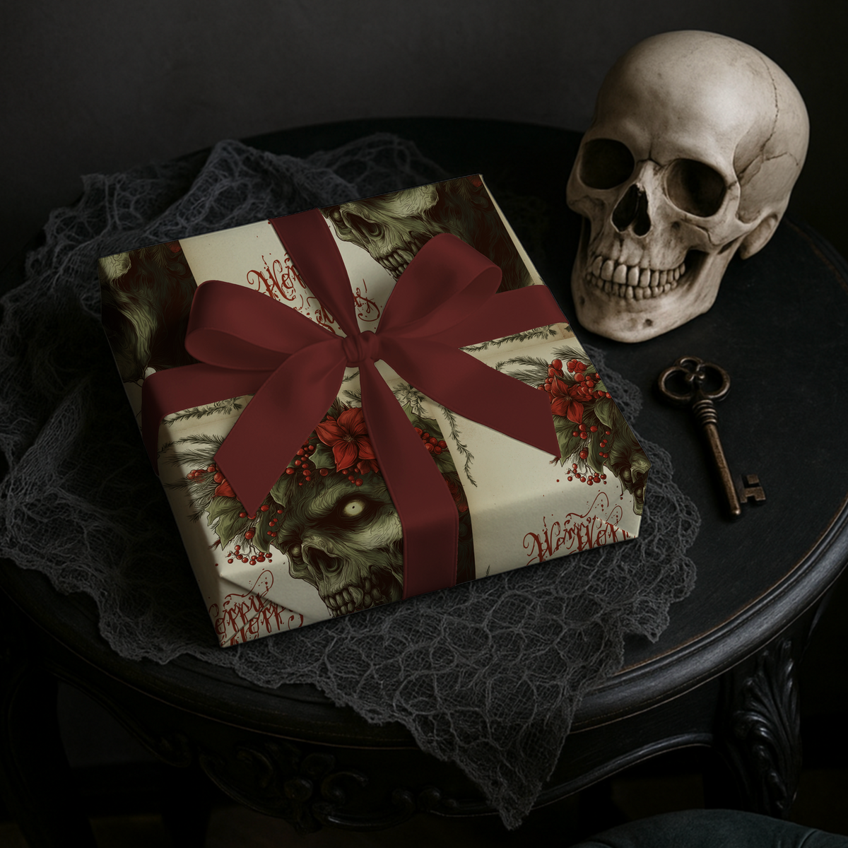 Hallowed Evergreen Zombie Christmas Gothic Wrapping Paper