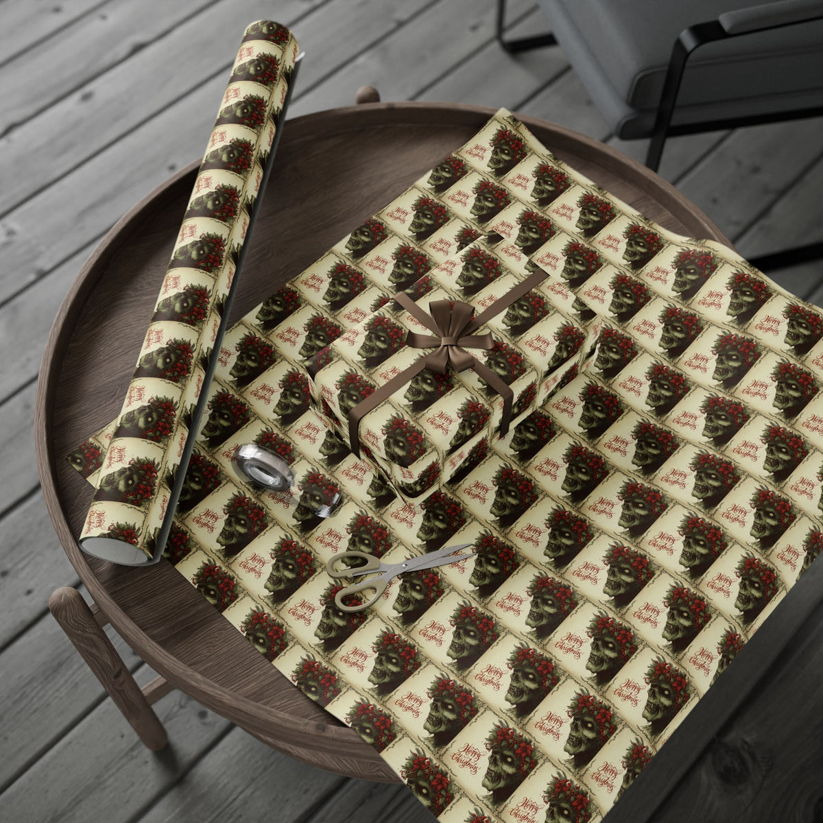 Hallowed Evergreen Zombie Christmas Gothic Wrapping Paper
