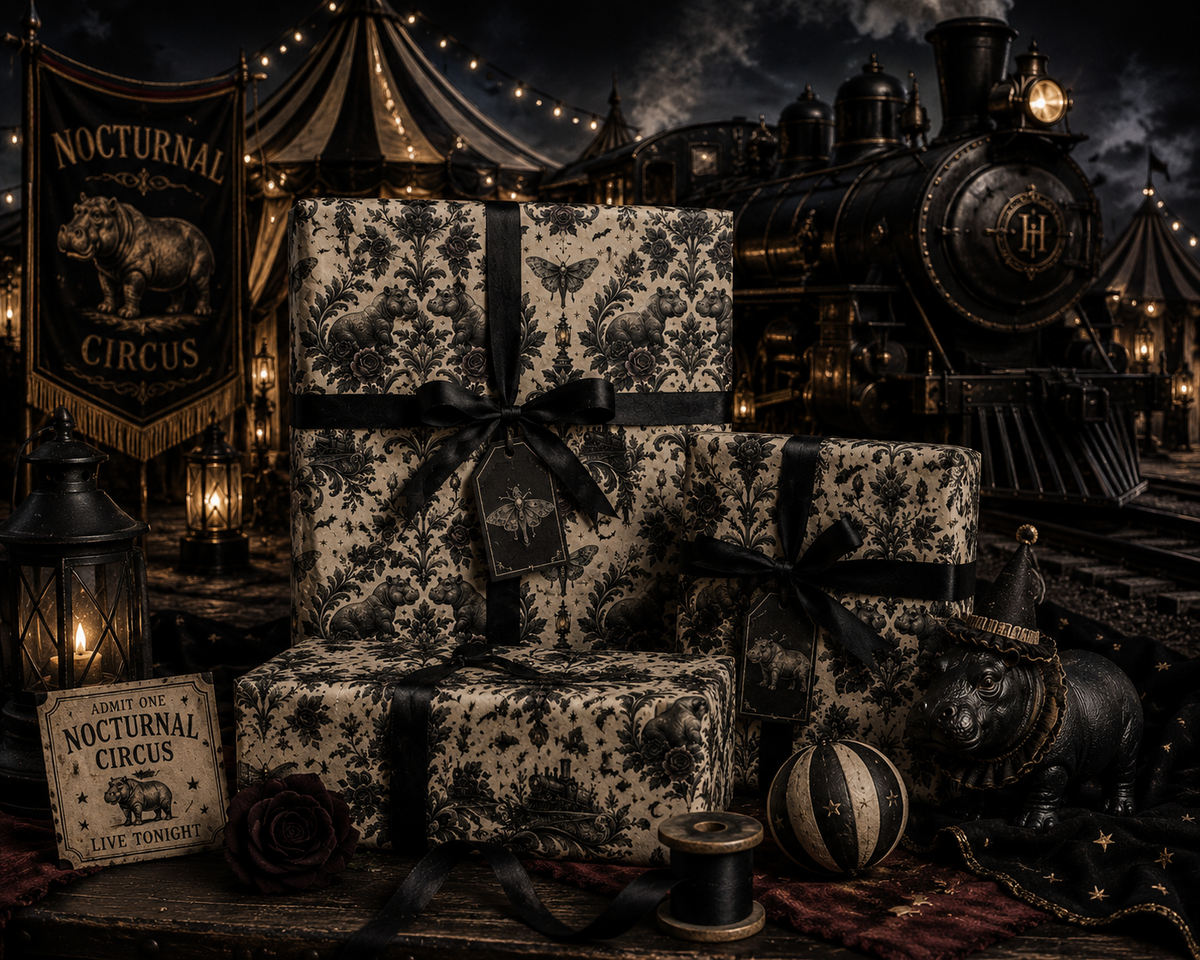 Hutto Hippo Nocturne Victorian Gothic Wrapping Paper