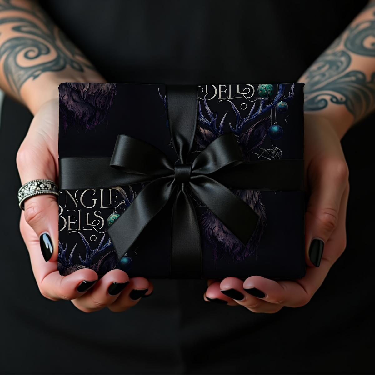 Jingle Bells Gothic Rudolph Christmas Wrapping Paper