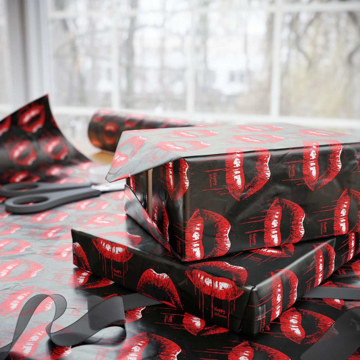 Kiss Me Until It Hurts Gothic Dark Romance Valentine Wrapping Paper